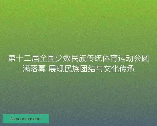 第十二届全国少数民族传统体育运动会圆满落幕 展现民族团结与文化传承