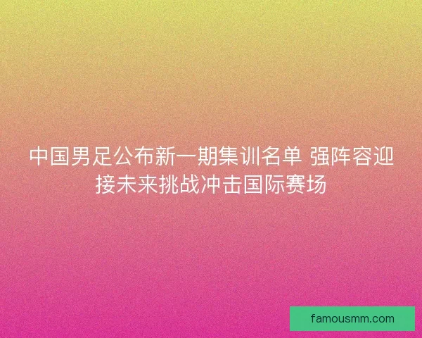 中国男足公布新一期集训名单 强阵容迎接未来挑战冲击国际赛场